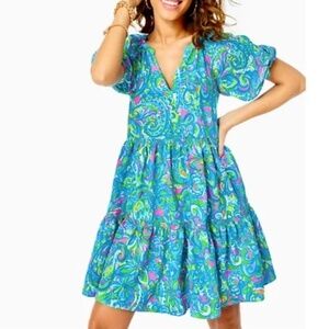 Lilly Pulitzer Shannon Short Sleeve Dress, Seabreeze Blue Hey Gullfriend